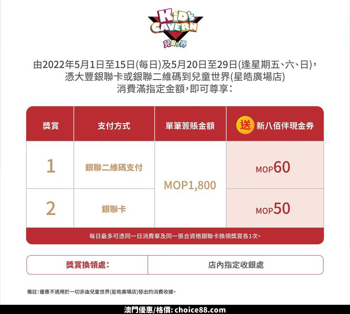 澳門優惠 信用卡 新八佰伴 銀聯5月購物四重禮遇優惠 3
