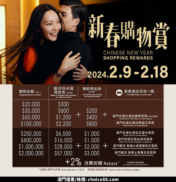 澳門優惠 新春購物賞 鉅惠來襲優惠 0