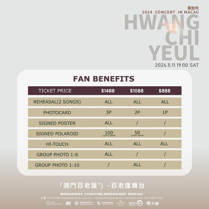 澳門優惠 即將開賣 黃致列HWANG CHI YEUL 2024 CONCERT IN MACAU9折優惠 2
