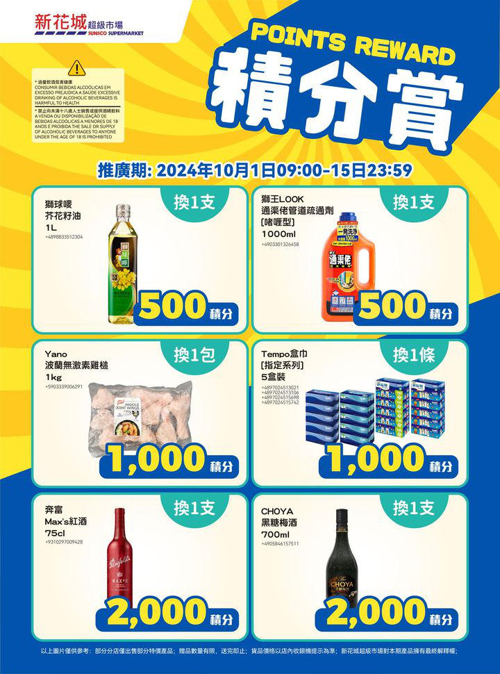 澳門優惠 新花城 積分當錢洗優惠 1